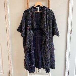 [dvf] RARE shruti metallic ribbon knit open cardigan sweater indigo